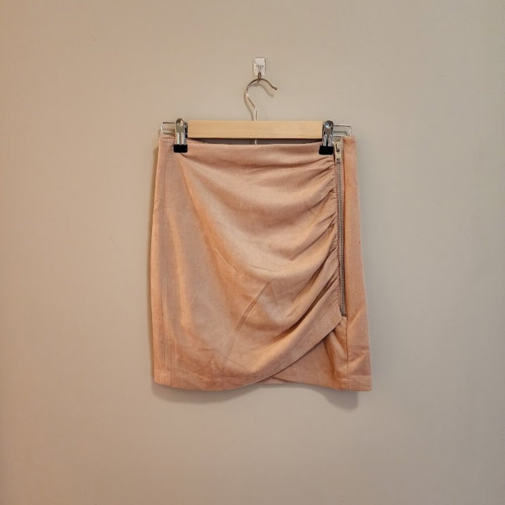 Soprano Light Pink Suede Mini Skirt